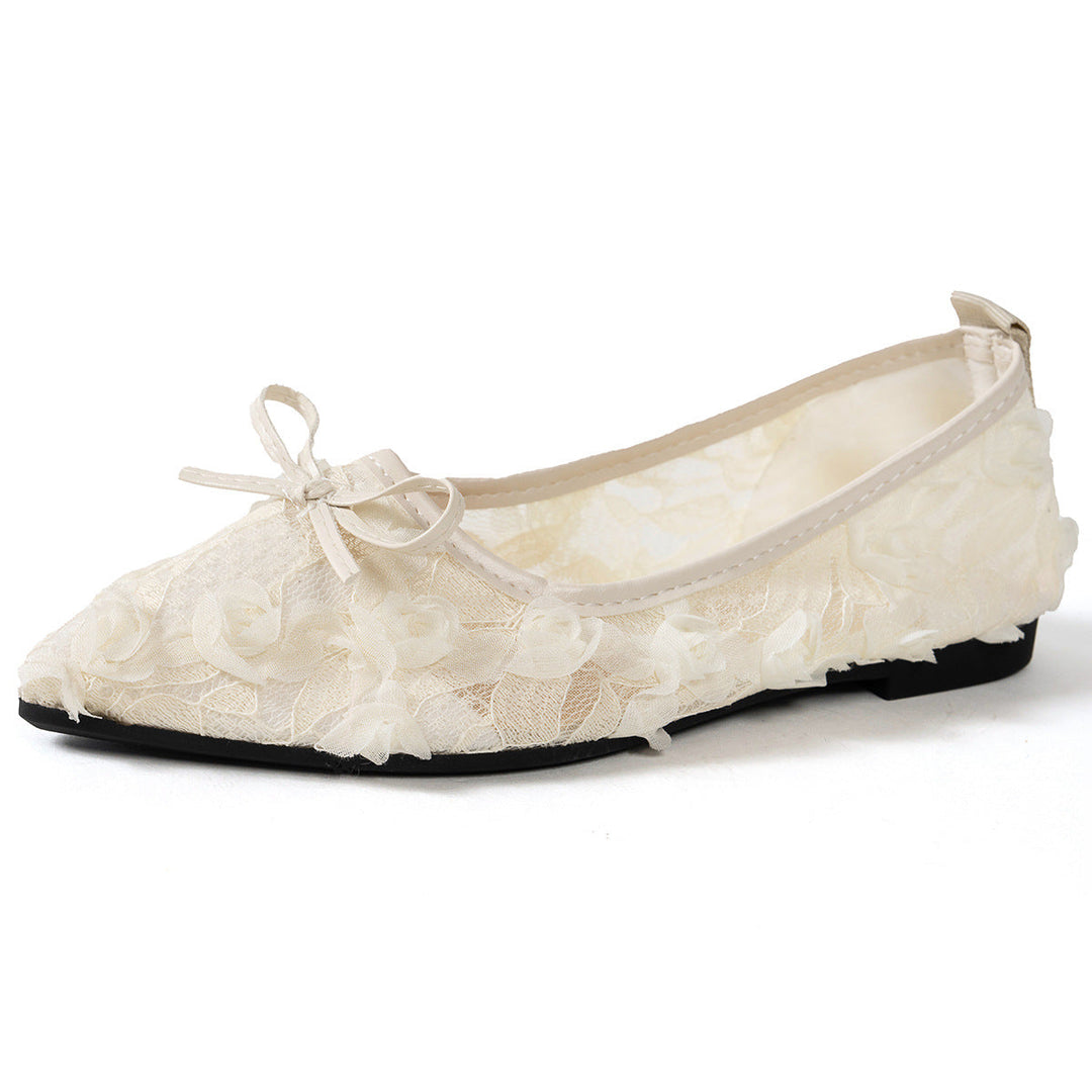 Damen elegante Spitzenschuhe mit floralem Design