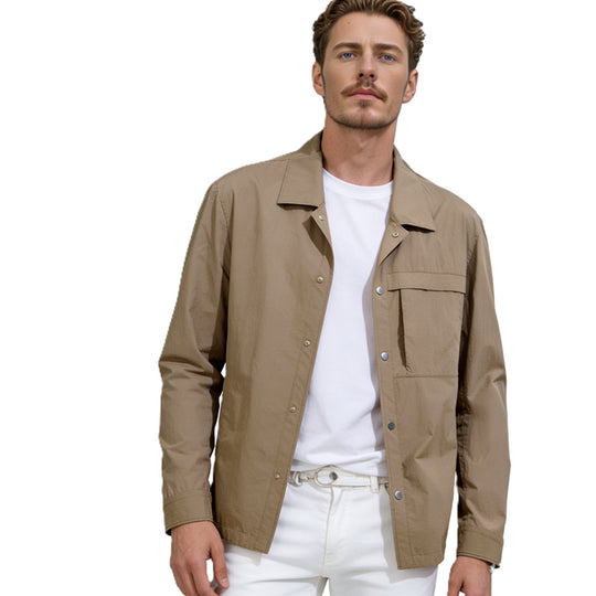 Herren Leichtes Utility-Overshirt mit Pattentaschen und Druckknopfleiste Nord Taschen