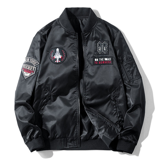 Herren Piloten-Bomberjacke im Aviator-Look mit Patch‑Applikationen und windabweisendem Nylon Nord Taschen