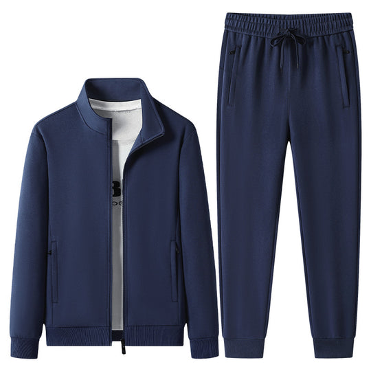 Herren Jogginganzug-Set aus Baumwollmix mit Stehkragen Reißverschlussjacke und Kordelbundhose Nord Taschen