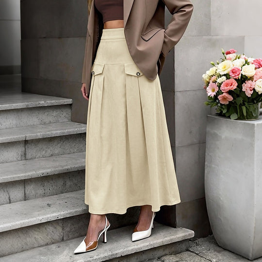 Damen Eleganter Plisseerock mit tiefem Bund und Taschen Nord Taschen
