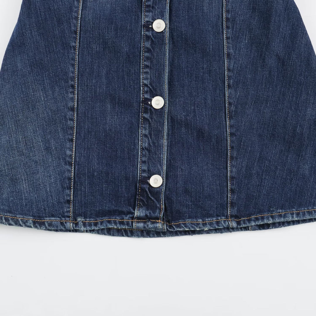 Damen Geradliniges Denim-Hemdkleid mit durchgehender Knopfleiste und Brusttaschen Nord Taschen