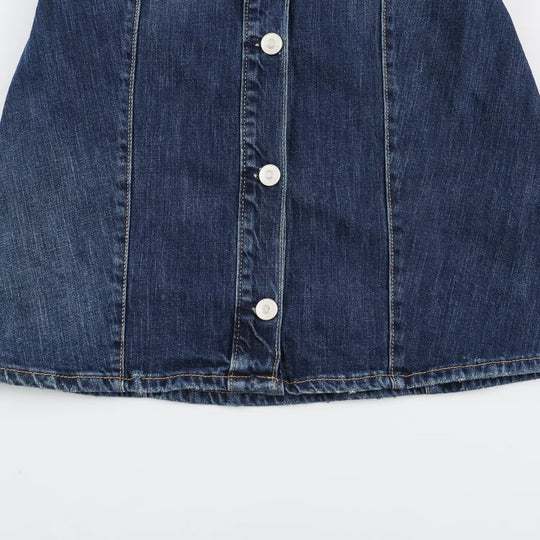 Damen Geradliniges Denim-Hemdkleid mit durchgehender Knopfleiste und Brusttaschen Nord Taschen