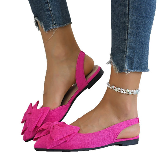 Damen Slingback-Pantoletten mit großem Schleifen-Design und komfortablem Fußbett
