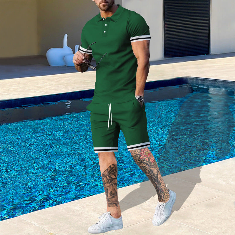 Herren Poloshirt und Shorts-Set mit sportlichen Akzenten