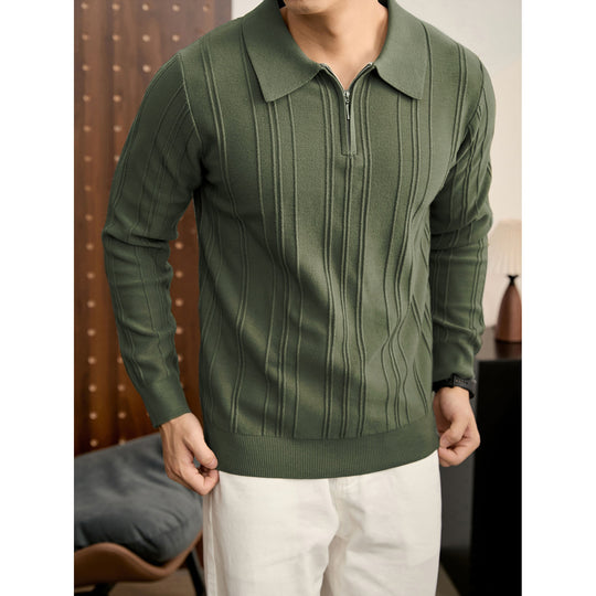 Herren Modischer Grobstrickpullover mit Reißverschluss Nord Taschen