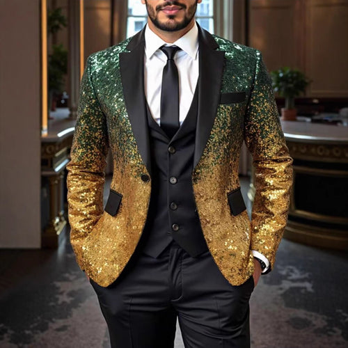 Herren Pailletten‑Sakko mit Satin‑Schalkragen und tailliertem Schnitt Nord Taschen