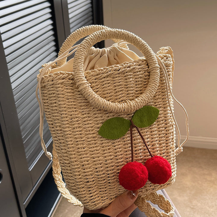 Damen Jute-Tasche mit fruchtigem Kirschmotiv Nord Taschen