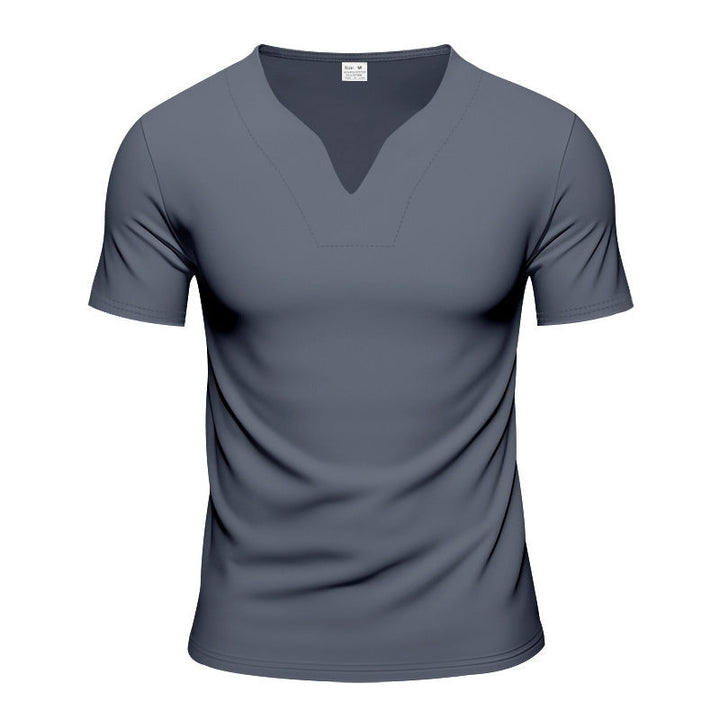 Herren kurzärmliges T-Shirt mit V-Ausschnitt und atmungsaktivem Stoff