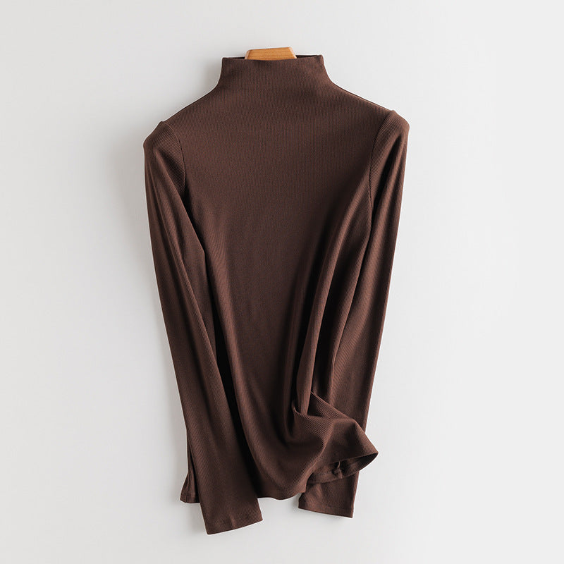 Damen Feines Ripp-Langarmshirt mit Rollkragen und Volantkanten Nord Taschen