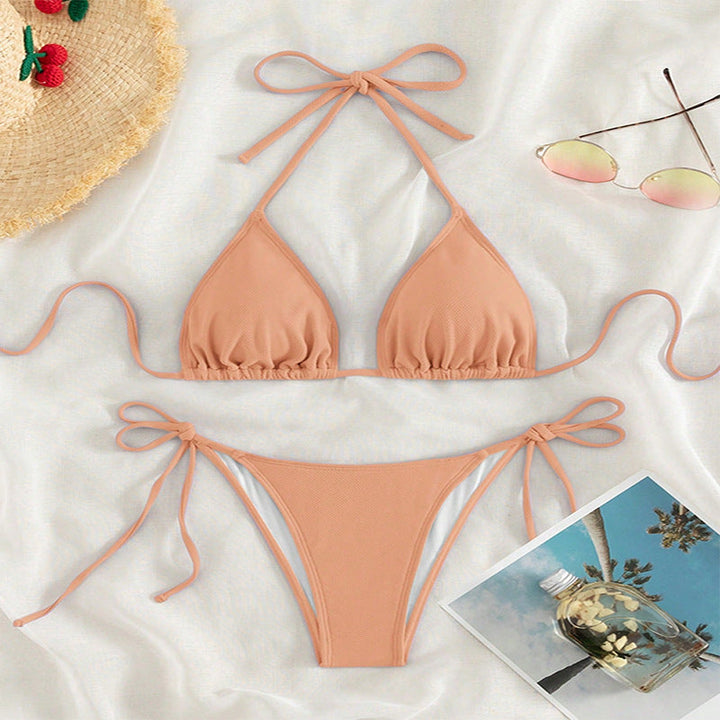 Damen Triangel-Bikini mit verstellbaren BindNord Taschenändern und hohem Beinausschnitt