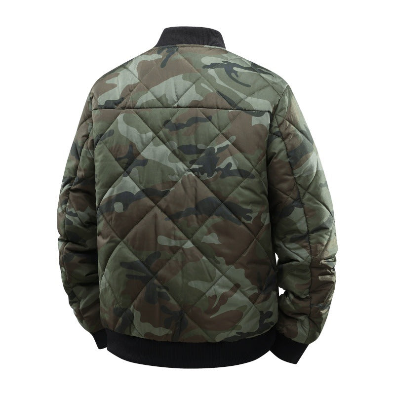 Herren Gestepptes Camouflage-Bomberjacke mit Rippbündchen und Zweiwege-Reißverschluss Nord Taschen