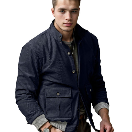 Herren Corduroy-Fieldjacke mit Pattentaschen und Stehkragen Nord Taschen