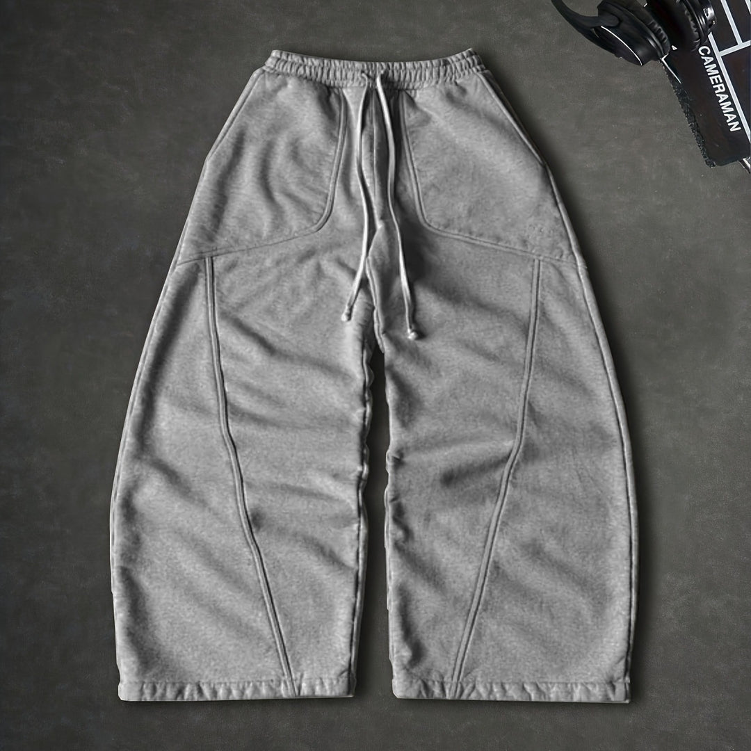 Damen Weite High‑Waist Baggy‑Jogginghose mit Tunnelzug, elastischem Bund und aufgesetzten Taschen Nord Taschen