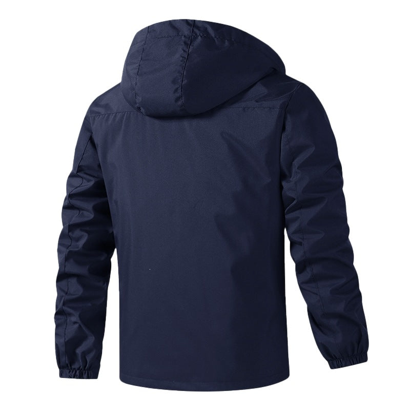 Herren Atmungsaktive wasserabweisende Kapuzen-Outdoorjacke mit kariertem Innenfutter, Multifunktions-Taschen & verstellbarer Kapuze Nord Taschen