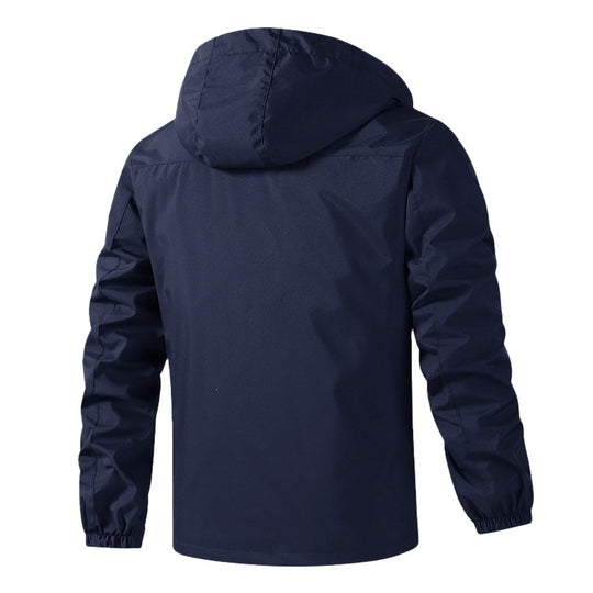 Herren Atmungsaktive wasserabweisende Kapuzen-Outdoorjacke mit kariertem Innenfutter, Multifunktions-Taschen & verstellbarer Kapuze Nord Taschen