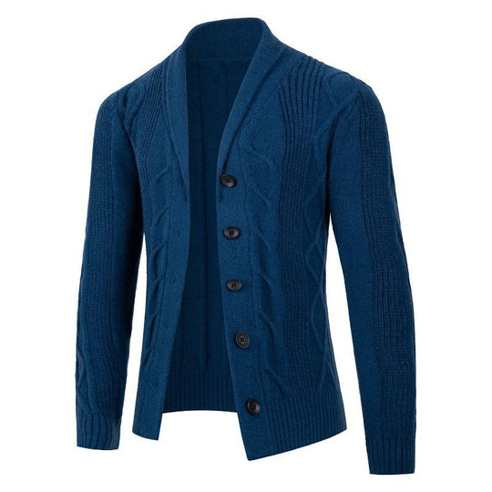 Herren Kabelstrick-Cardigan mit Schalkragen und Knopfleiste Nord Taschen
