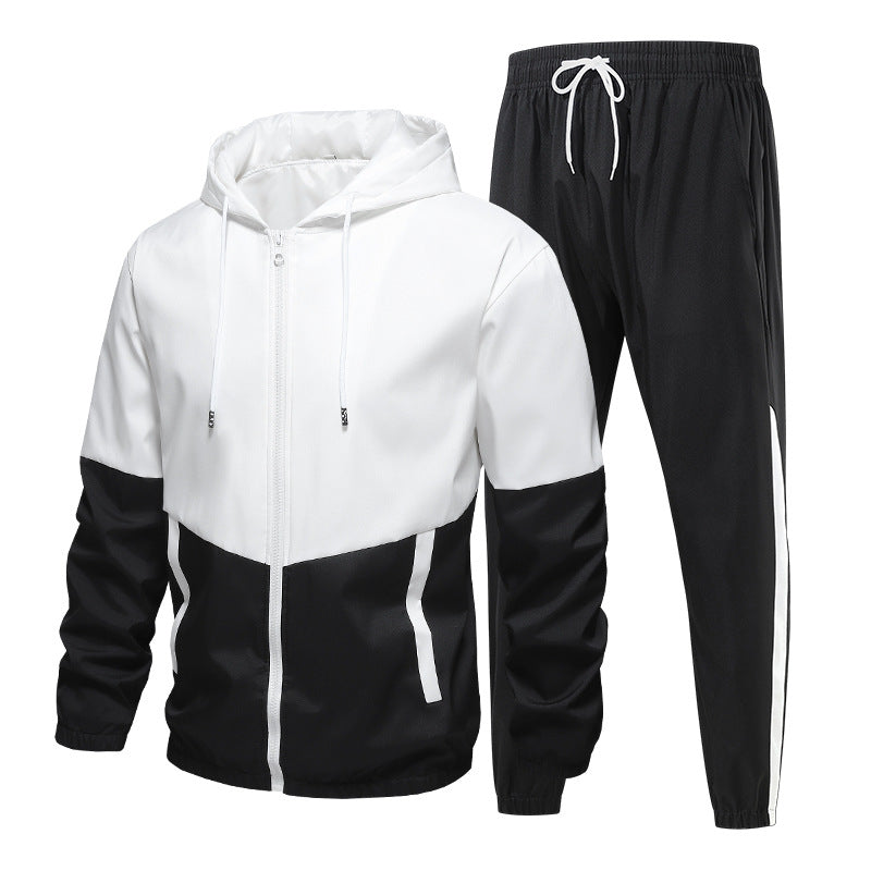 Herren Zweiteiliges Trainingsset mit Kapuzen-Windbreaker und tapered Jogginghose Nord Taschen