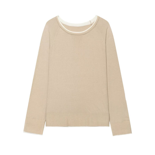 Damen Feiner Raglan-Pullover mit Rundhals und Lagenoptik Nord Taschen
