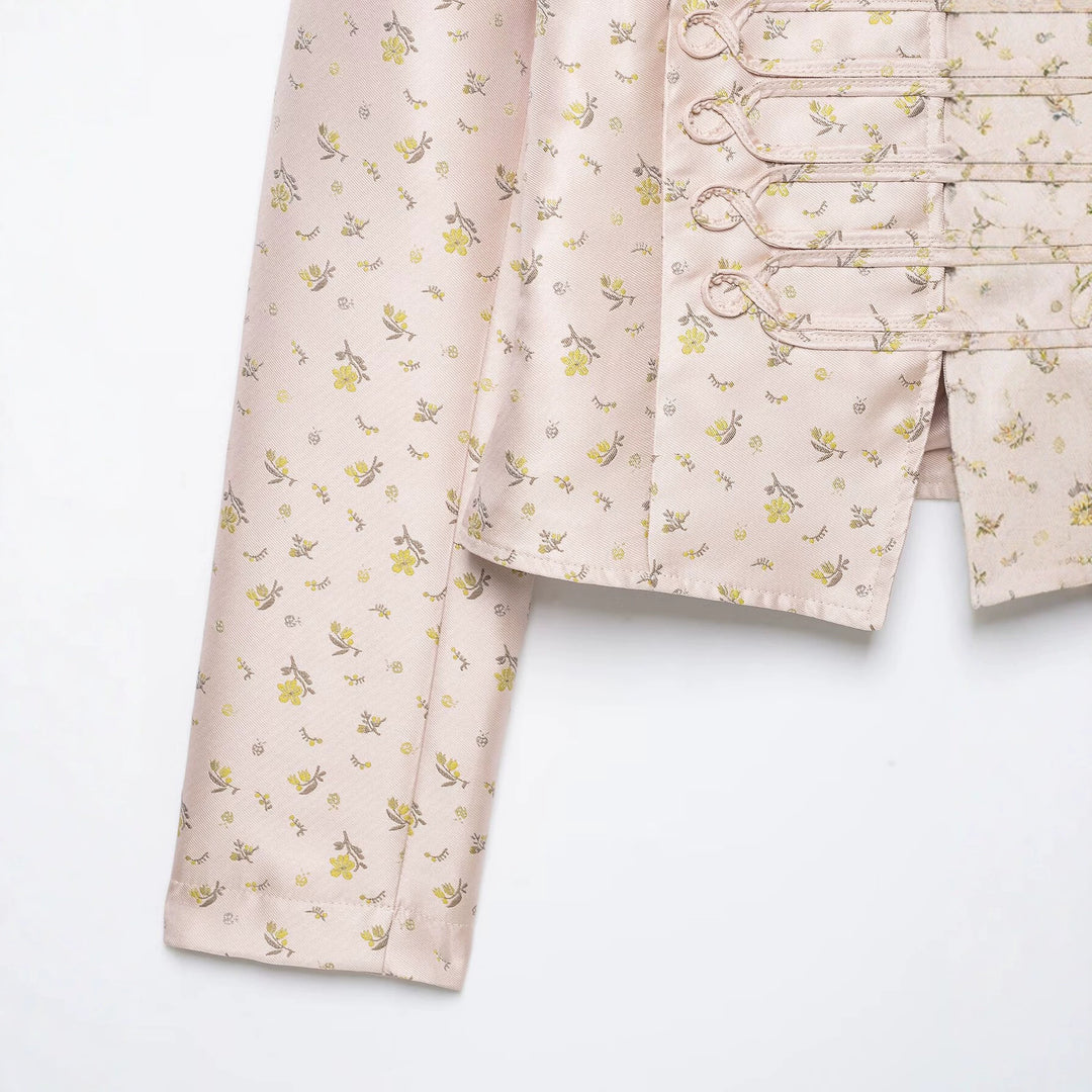 Damen Kurzjacke im militärisch inspirierten Brokat- und Frogging-Design Nord Taschen