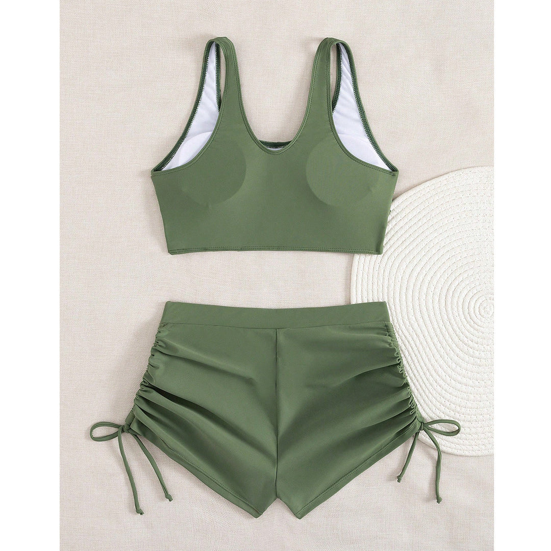 Damen Sportlicher Bikini mit gerafften Shorts