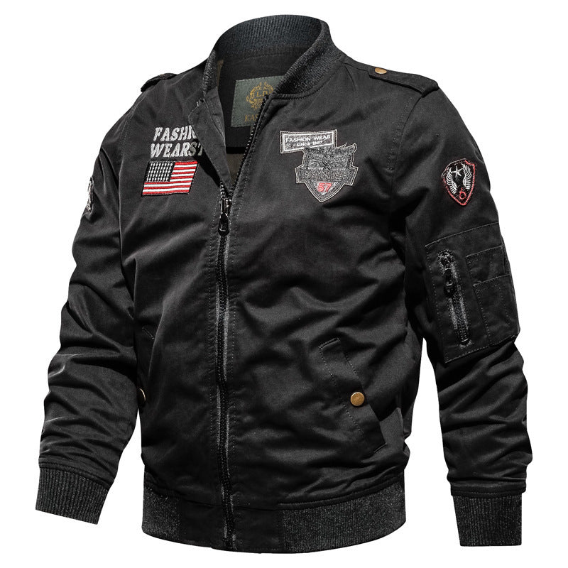 Herren  militärisch inspirierte Bomberjacke mit Patch- und Stick-Details, Ärmeltasche und gerippten Bündchen Nord Taschen