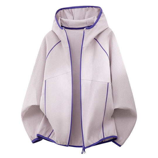 Damen Kapuzenjacke aus atmungsaktivem Waffelstrick mit oversized Schnitt und Reißverschluss Nord Taschen