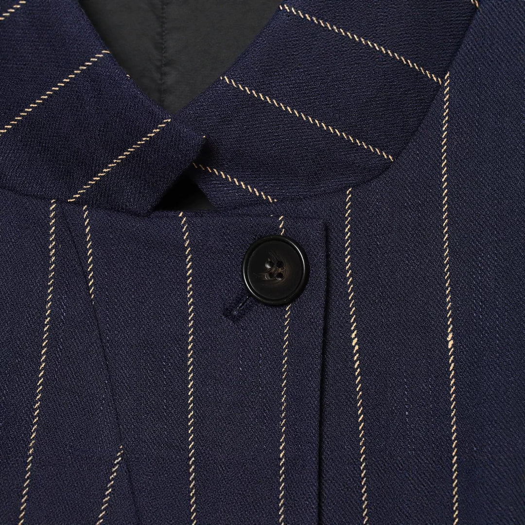 Damen Kurzblazer im Boxy-Cut mit Stehkragen und Nadelstreifen Nord Taschen