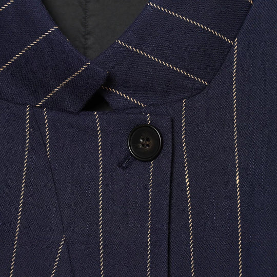 Damen Kurzblazer im Boxy-Cut mit Stehkragen und Nadelstreifen Nord Taschen