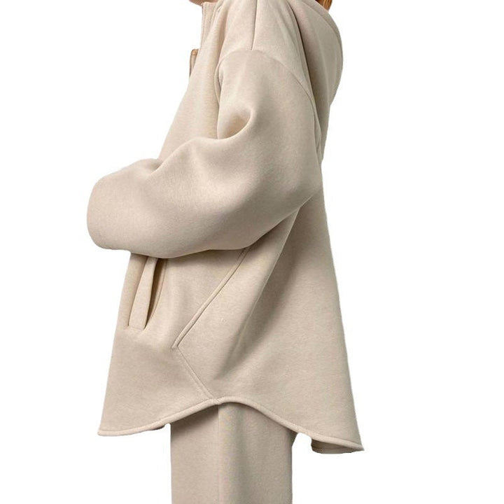 Damen lässiger Hoodie mit hochwertigem Reißverschluss und elastichem Bund