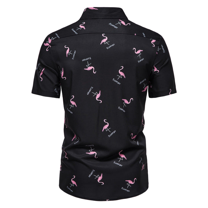 Herren Kurzarmhemd mit modernem Flamingo-Muster