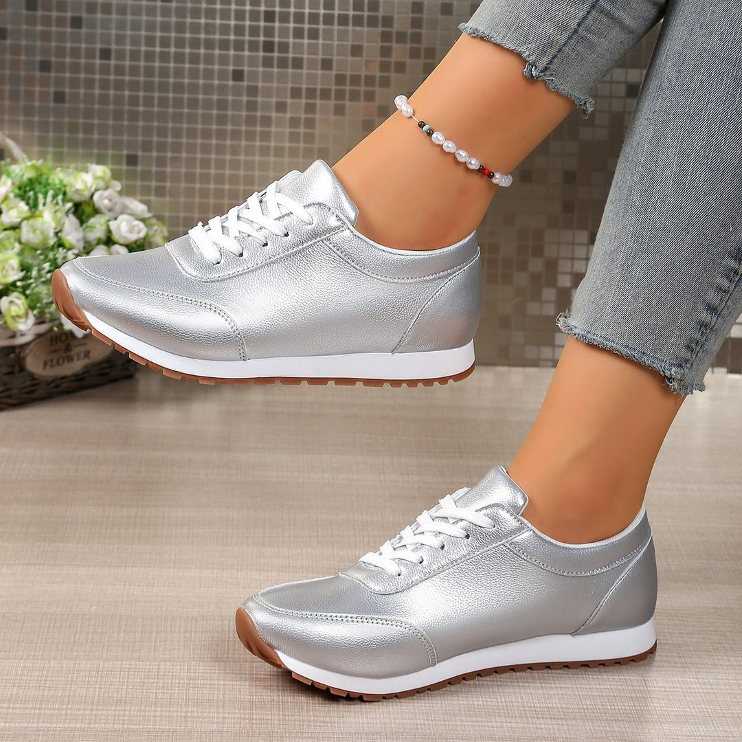 Damen  leichte Schnür-Sneaker aus Kunstleder mit gepolstertem Komfortfußbett und profilierter Gummisohle Nord Taschen