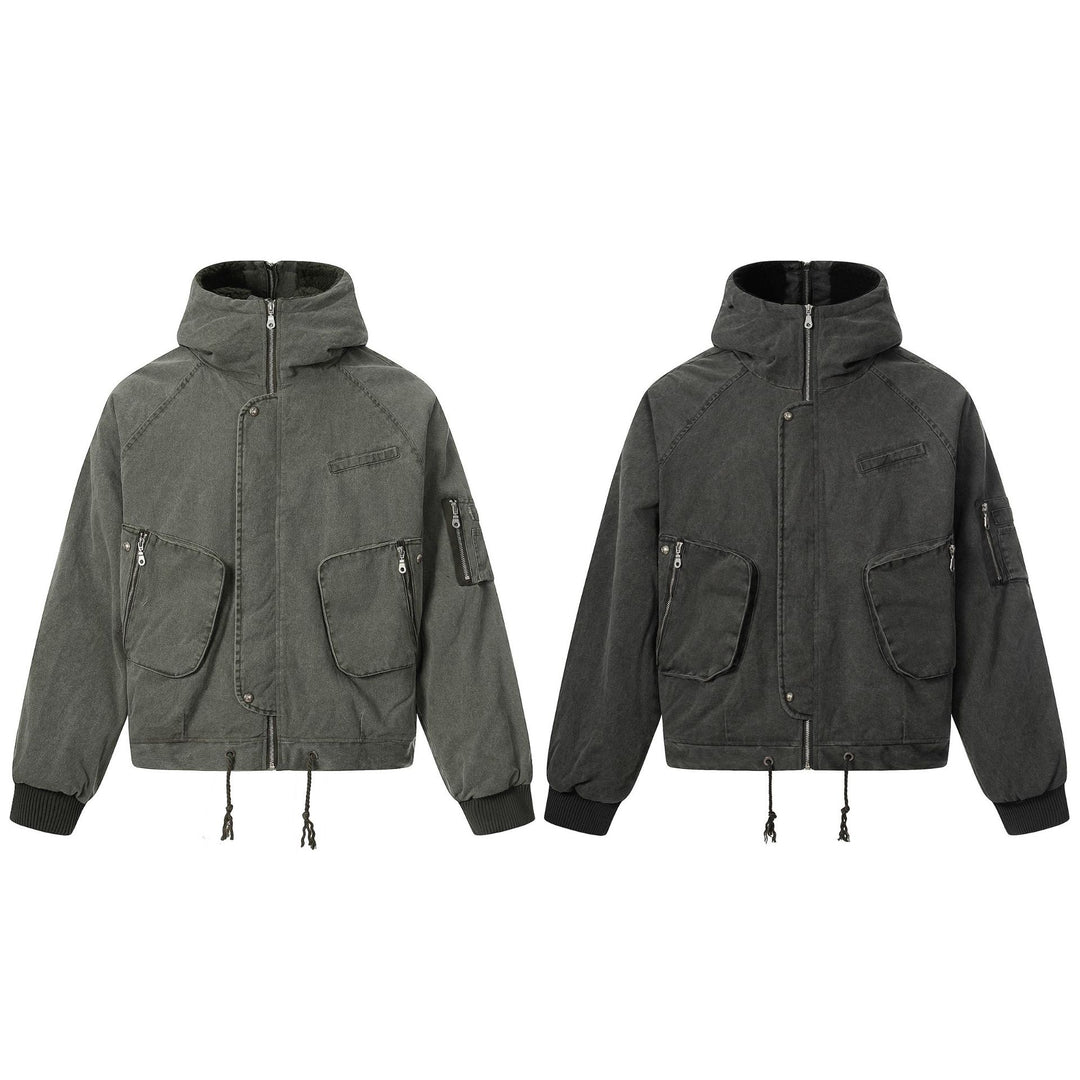 Herren Kurzjacke im Utility‑Look mit hohem Stehkragen und Kapuze Nord Taschen