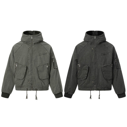Herren Kurzjacke im Utility‑Look mit hohem Stehkragen und Kapuze Nord Taschen