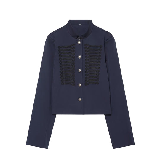 Damen Cropped-Blouson im militärischen Stil mit Zierkordeln und Stehkragen Nord Taschen