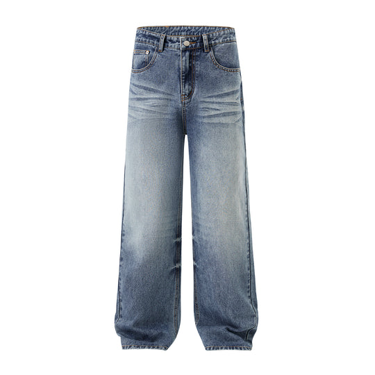 Herren Weite Denim-Jeans mit geradem Bein und Vintage-Waschung Nord Taschen