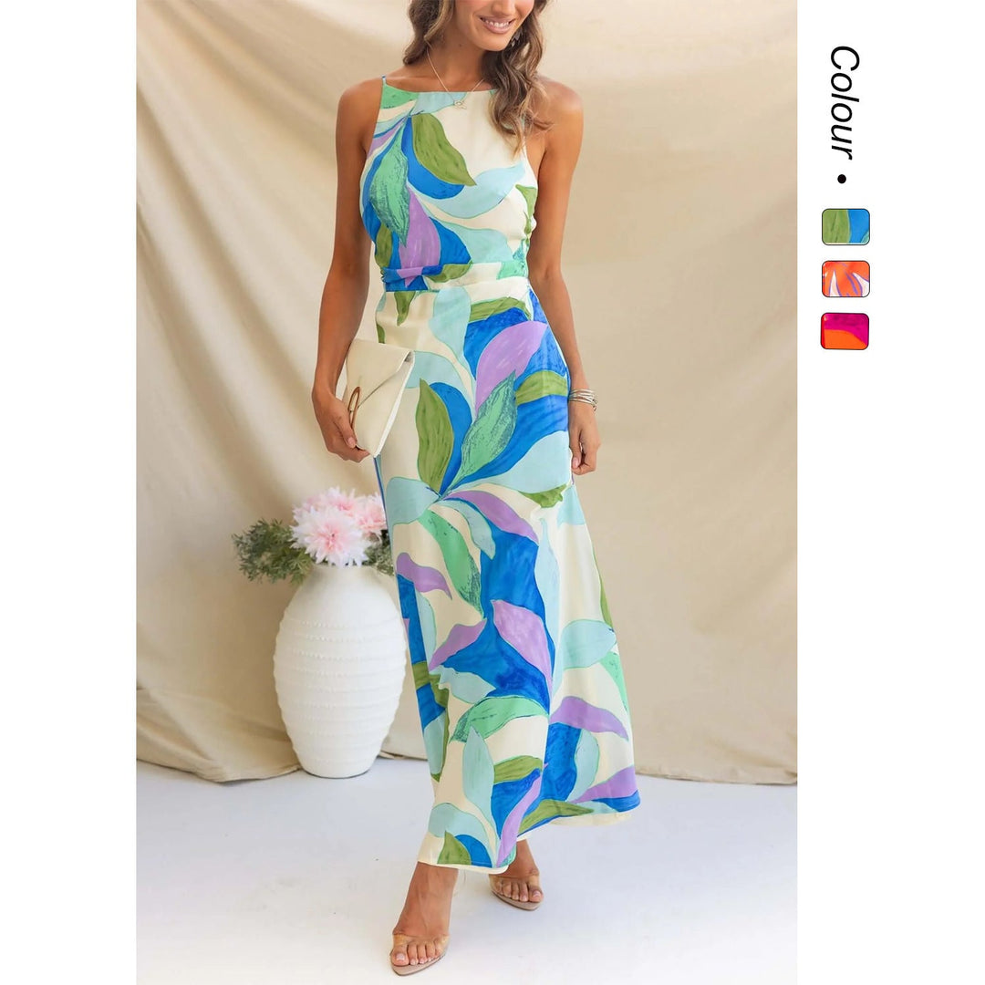 Damen Maxikleid mit modernem floralem Design und elegantem Schnitt