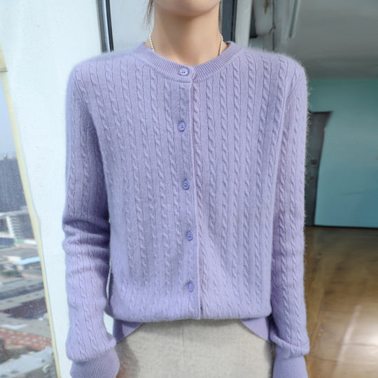 Damen Kurzgeschnitteter Feinstrick-Cardigan mit dezenter Struktur und Rundhalsausschnitt Nord Taschen