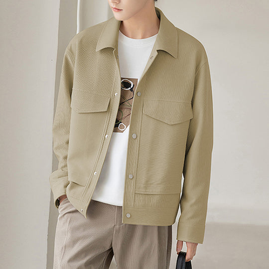 Herren Boxy Overshirt-Jacke mit Druckknöpfen und aufgesetzten Taschen Nord Taschen