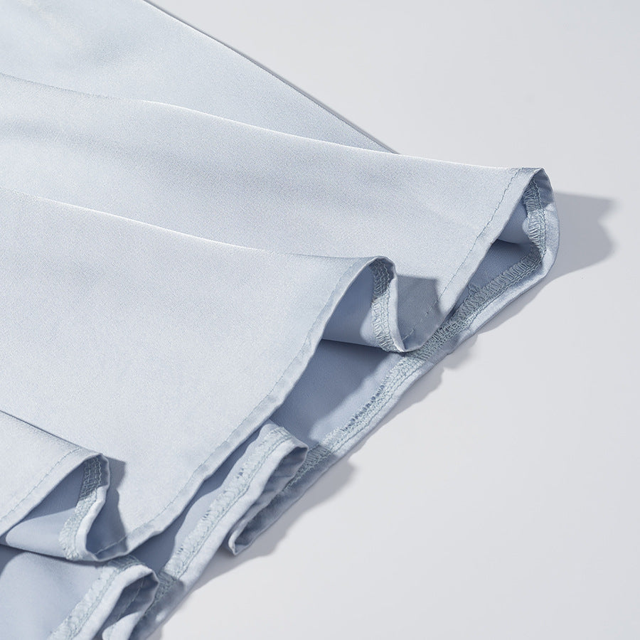 Damen Fließendes Maxikleid mit Ballonärmeln, geraffter Taille und Rundhalsausschnitt Nord Taschen
