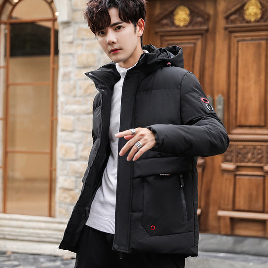Herren wattierter Parka mit Kapuze, hohem Stehkragen und Utility‑Taschen Nord Taschen