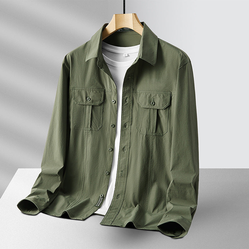 Herren Leichtes Utility-Overshirt aus Baumwollmix mit Brustklappen und entspannter Passform Nord Taschen