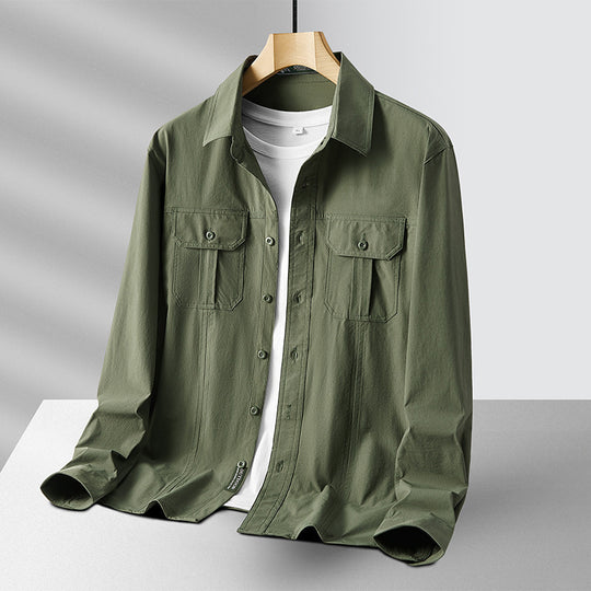 Herren Leichtes Utility-Overshirt aus Baumwollmix mit Brustklappen und entspannter Passform Nord Taschen