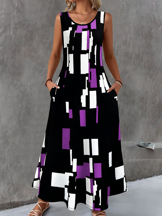 Damen Maxikleid mit buntem Grafikdesign
