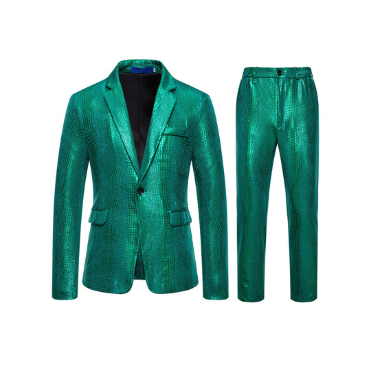 Herren Zweiteiliges Glamour-Anzugset mit metallischem Kroko-Effekt und schmaler Silhouette Nord Taschen