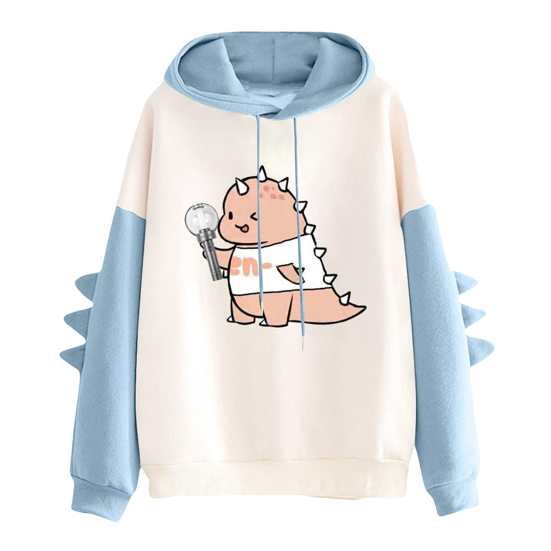Damen nan Kapuzenpullover mit niedlichem Frosch-Motiv, Kängurutasche und volumigen Ärmelapplikationen Nord Taschen