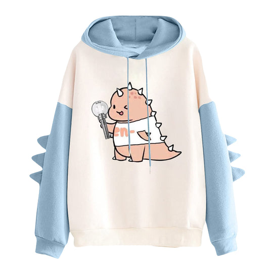 Damen nan Kapuzenpullover mit niedlichem Frosch-Motiv, Kängurutasche und volumigen Ärmelapplikationen Nord Taschen