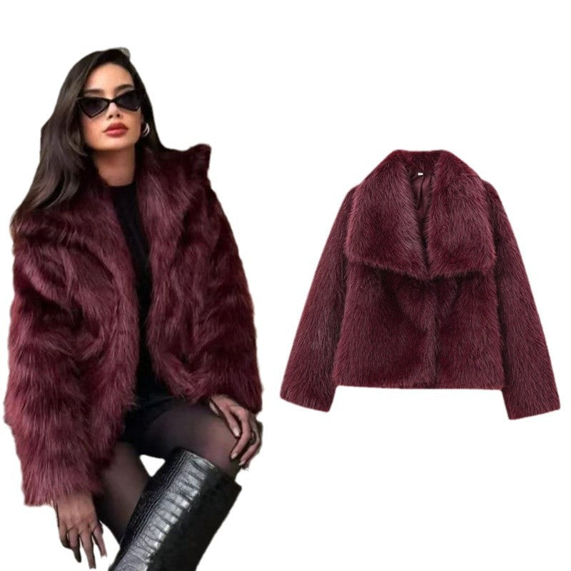 Damen Kurze Kunstpelzjacke im Bolero‑Stil mit extraweichem Schalkragen Nord Taschen