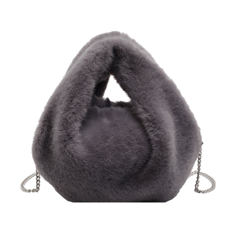 Damen Hobo-Tasche aus weichem Plüsch mit elegantem Kettenakzent Nord Taschen