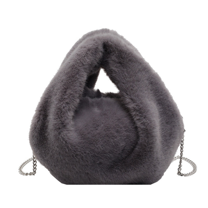 Damen Hobo-Tasche aus weichem Plüsch mit elegantem Kettenakzent Nord Taschen